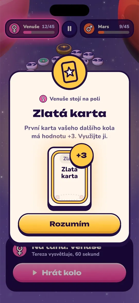 Speciální pole Zlatá karta: další karta má hodnotu tří bodů