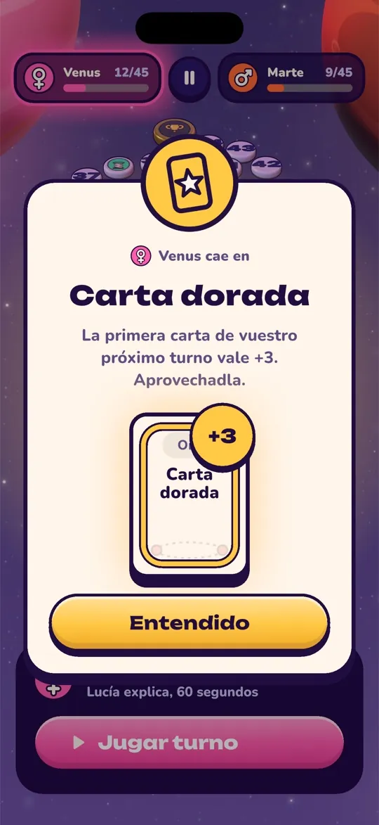 Casilla especial Carta dorada: la siguiente carta vale tres puntos