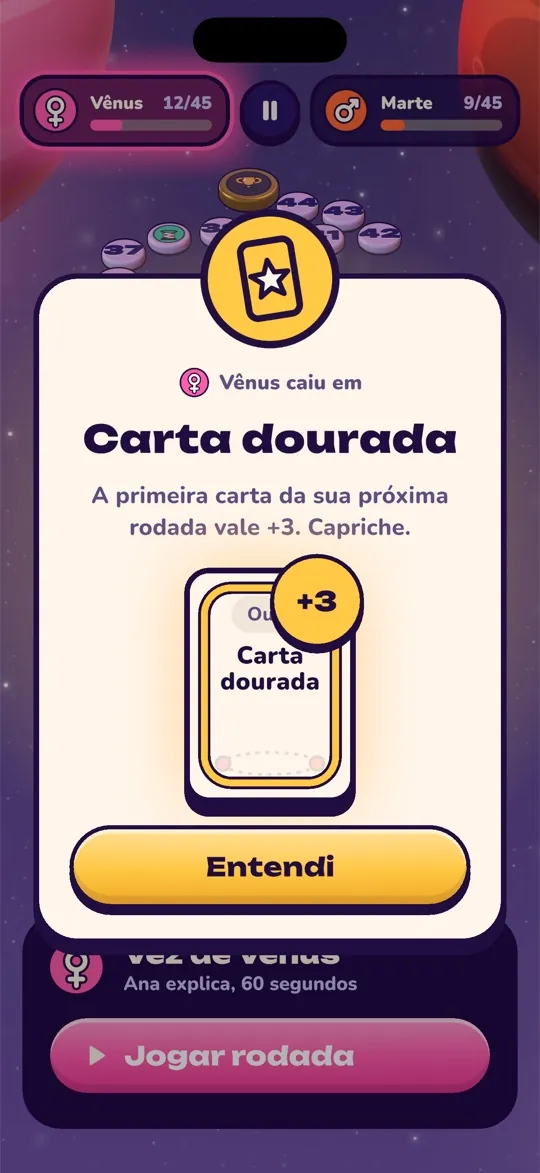 Casa especial Carta dourada: a próxima carta vale três pontos