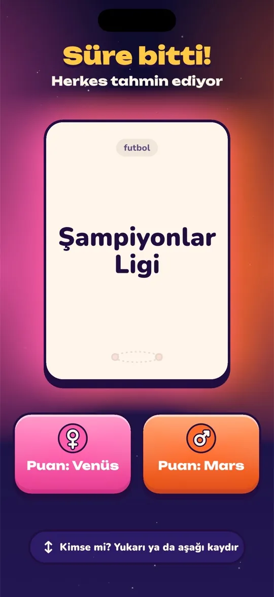 Son kelimeyi iki takımın da alabildiği Süre bitti ekranı